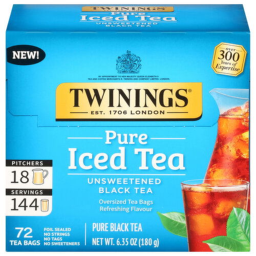 Twinings Black Tea, Unsweetened, Iced Tea, Pure