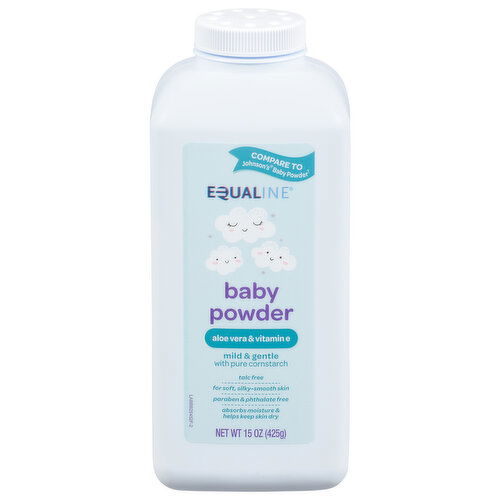 Equaline Baby Powder, Aloe Vera & Vitamin E, Mild & Gentle