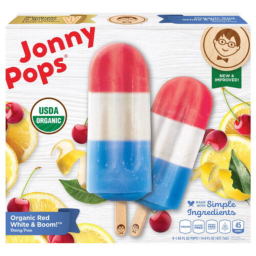 JonnyPops Pops, Dairy Free, Organic, Red White & Boom!