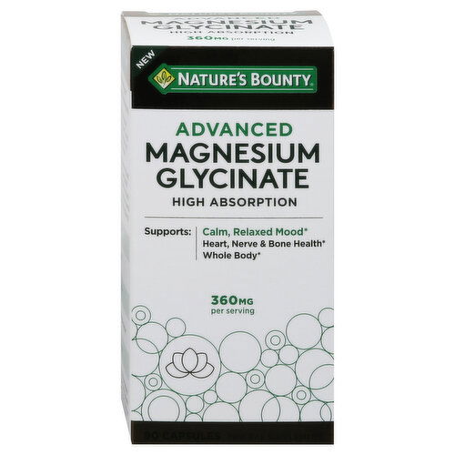 Nature's Bounty Magnesium Glycinate, Advanced, 360 mg, Capsules