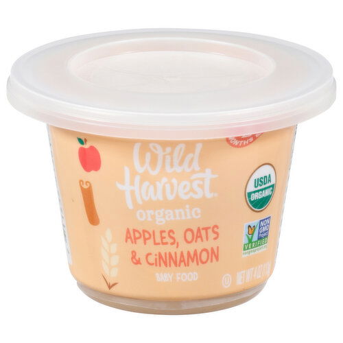 Wild Harvest Baby Food, Organic, Apples, Oats & Cinnamon, Stage 2 (6 Months & Up)