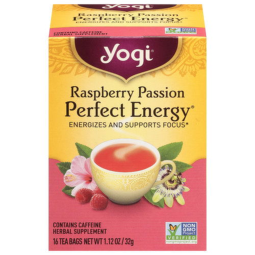 Yogi Herbal Supplement, Perfect Energy, Raspberry Passion, Tea Bags