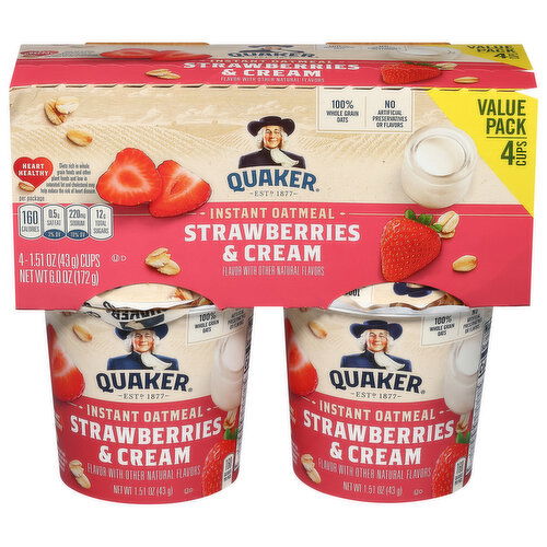 Quaker Instant Oatmeal, Strawberries & Cream, Value Pack