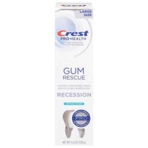 Crest Pro-Health Toothpaste, Fluoride, Gum Rescue, Recession, Soothing Cleanse, Large Size