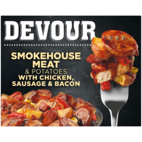 Devour Smokehouse Meat & Potatoes with Chicken, Sausage & Bacon in Memphis Style BBQ Sauce Frozen Meal