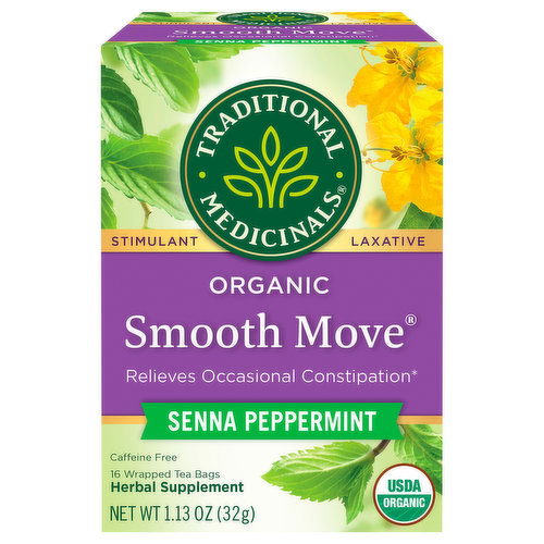 Traditional Medicinals Herbal Supplement, Organic, Senna Peppermint, Smooth Move, Tea Bags