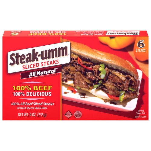 Steak-umm Steaks, Sliced, 100% Beef