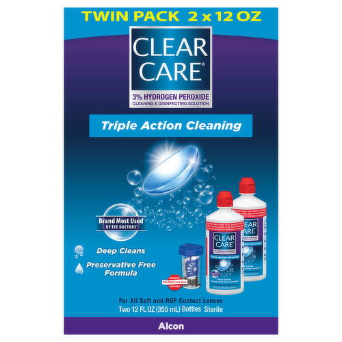 Clear Care Triple Action Cleaning Cleaning & Disinfecting Solution Twin Pack