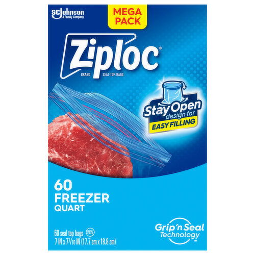 Ziploc Seal Top Bags, Freezer, Quart, Mega Pack