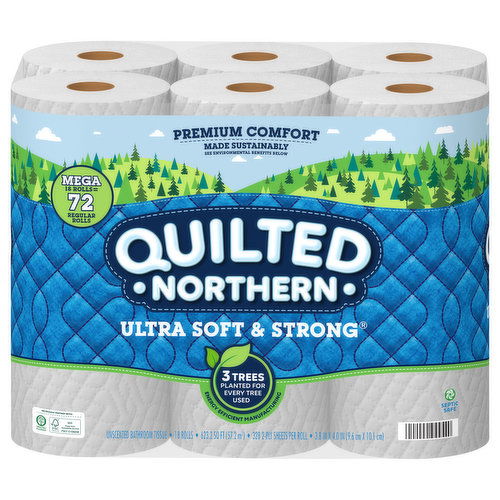 Quilted Northern Ultra Soft & Strong Bathroom Tissue, Unscented, Mega Rolls, 2-Ply