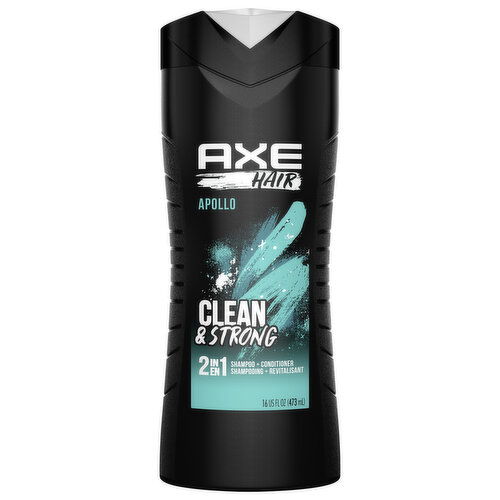 Axe Shampoo + Conditioner, 2 in 1, Apollo, Clean & Strong