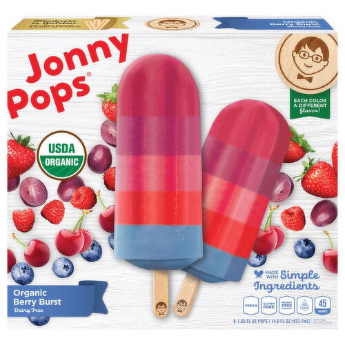 JonnyPops Pops, Dairy Free, Organic, Berry Burst