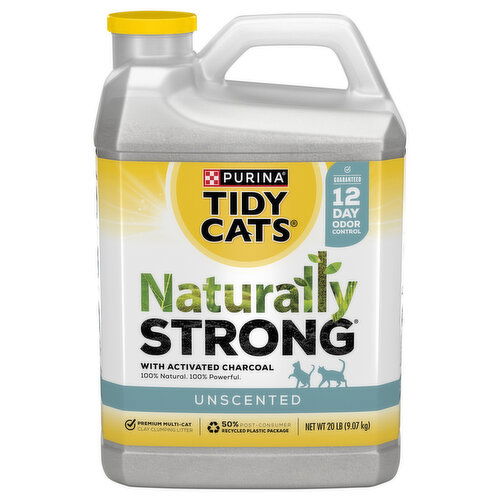 Tidy Cats Naturally Strong Clay Clumping Liter, Premium, Multi-Cat, Unscented