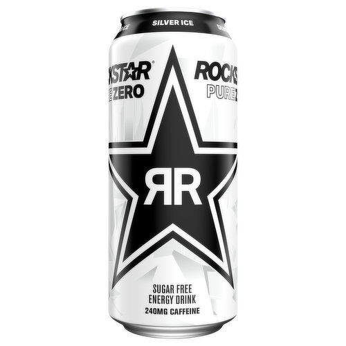 Rockstar Pure Zero Energy Drink, Sugar Free, Silver Ice