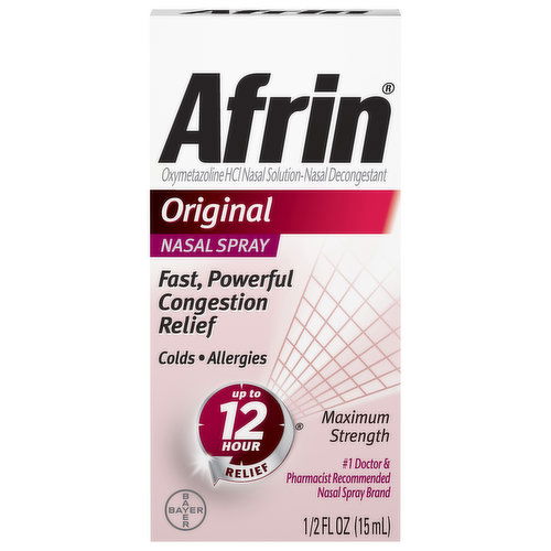 Afrin Nasal Decongestant, Maximum Strength, Nasal Spray, Original