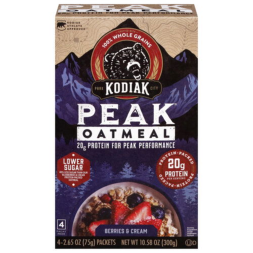 Kodiak Peak Oatmeal, Berries & Cream, 4 Packs