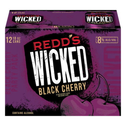 Redds Wicked Beer, Black Cherry, Party Pack