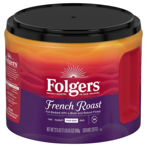 Folgers Coffee, Ground, Med-Dark, French Roast