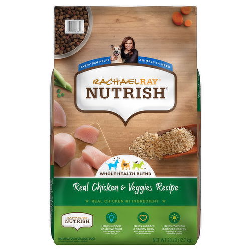 Rachael Ray Nutrish Food for Dogs, Natural, Real Chicken & Veggies Recipe, Adult