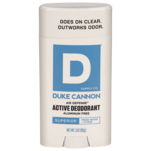 Duke Cannon Supply Co. Air Defense Deodorant, Active, Superior/Fresh Water + Citrus