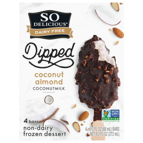 So Delicious Dairy Free Dipped Frozen Dessert, Non-Dairy, Coconut Almond, Coconutmilk