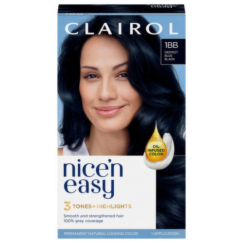 Nice’n Easy Hair Color, Permanent, Deepest Blue Black 1BB