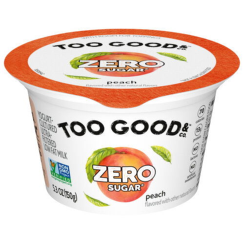 Too Good & Co. Yogurt, Zero Sugar, Peach