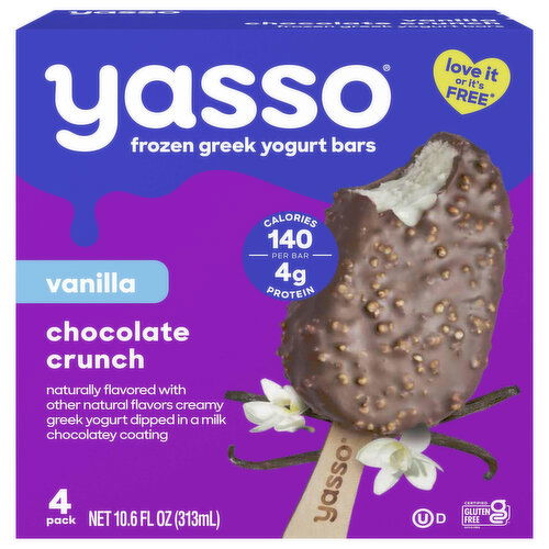 Yasso Yogurt Bars, Chocolate, Crunch, Greek, Frozen, Vanilla
