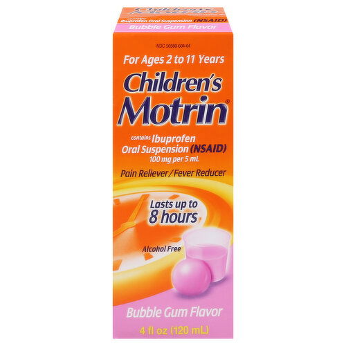 Motrin Pain Reliever/Fever Reducer, Bubble Gum Flavor, Children's