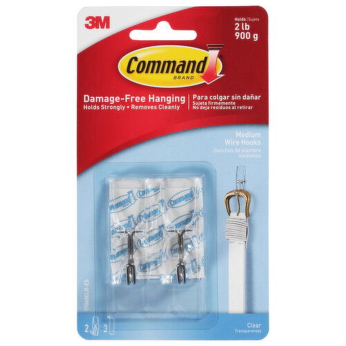 Command Wire Hooks, Clear, Medium