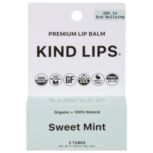 Kind Lips Lip Balm, Sweet Mint, Premium