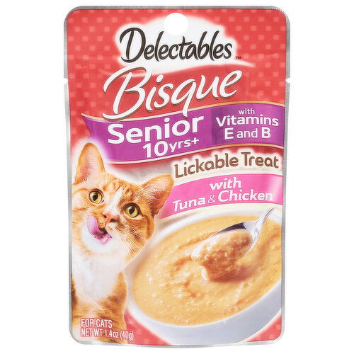 Delectables Lickable Treat, Bisque, with Tuna & Chicken, Senior 10 Yrs+