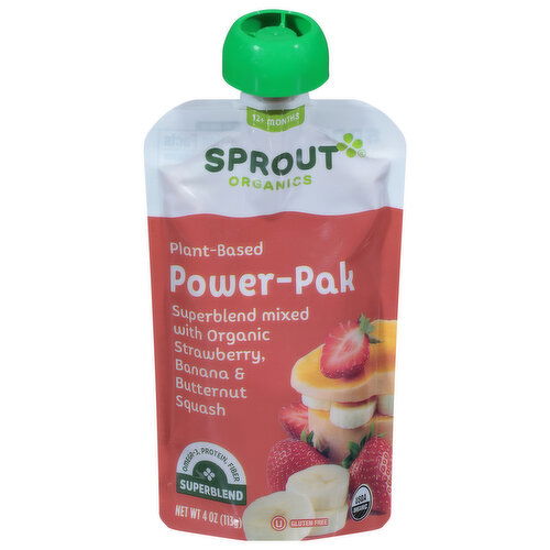 Sprout Organics Power-Pak, Strawberry, Banana & Butternut Squash, 12 Months