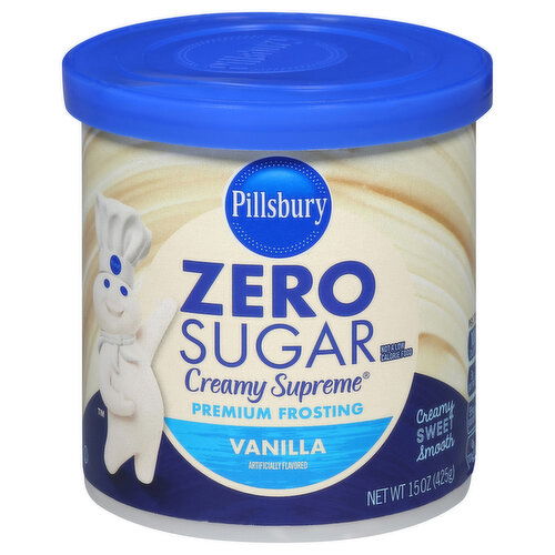 Pillsbury Creamy Supreme Frosting, Zero Sugar, Vanilla, Premium