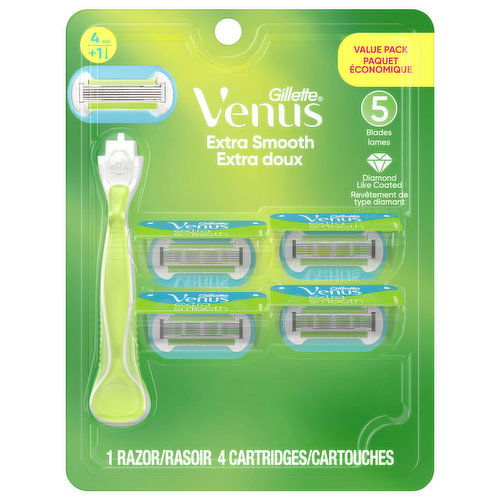 Gillette Venus Razor, Extra Smooth, Value Pack