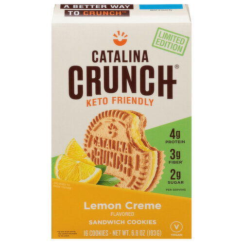 Catalina Crunch Sandwich Cookies, Keto Friendly, Lemon Creme Flavored