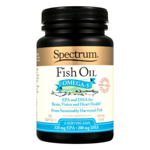 Spectrum Fish Oil Omega-3 Dietary Supplement Softgels