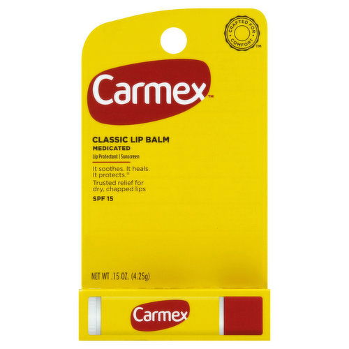 Carmex Lip Protectant, Lip Balm, Classic, Sunscreen, SPF 15