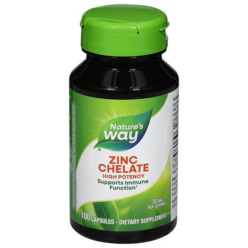 Nature's Way Zinc Chelate, High Potency, 30 mg, Capsules