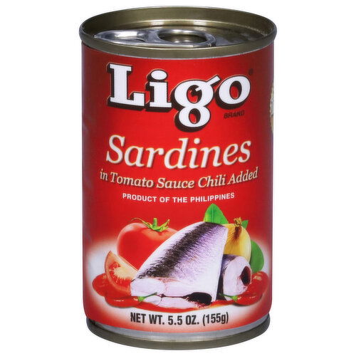 Ligo Sardines, in Tomato Sauce, Chili Added