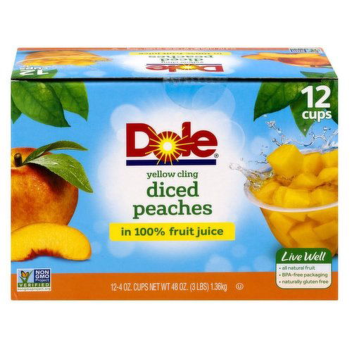 Dole Diced Peaches in 100% Fruit Juice 12 pack