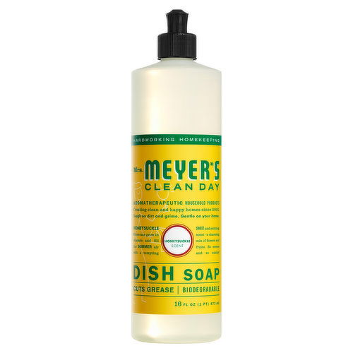 Mrs. Meyer's Clean Day Dish Soap, Honeysuckle Scent, Cuts Grease