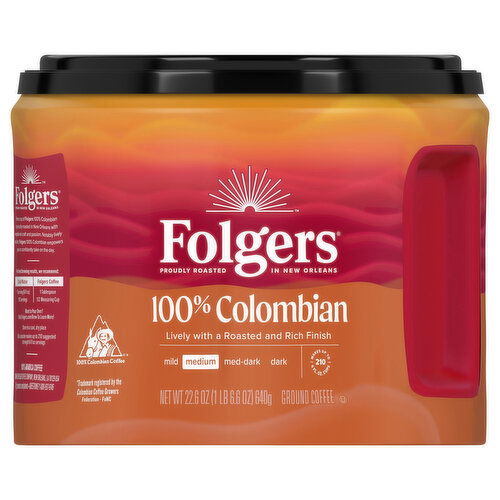 Folgers Coffee, Ground, 100% Colombian, Medium