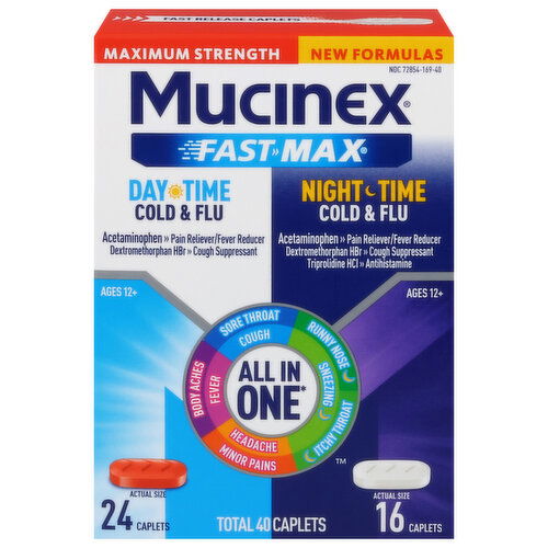 Mucinex Fast Max Maximum Strength Day Time/Night Time Cold & Flu
