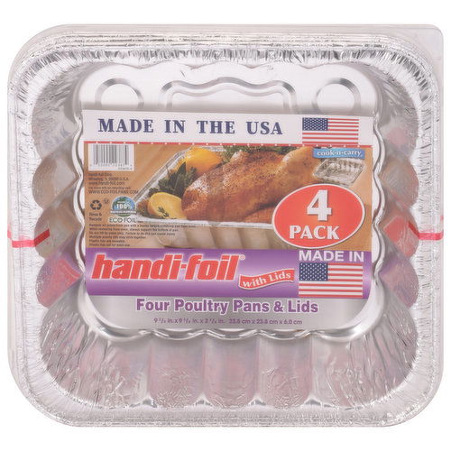 Handi-Foil Poultry Pans & Lids, 4 Pack