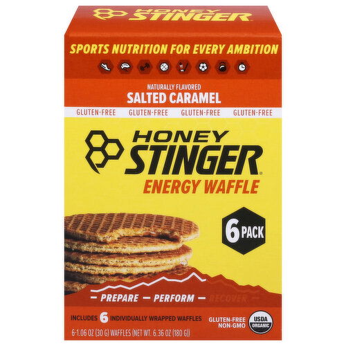 Honey Stinger Energy Waffle, Salted Caramel, 6 Pack