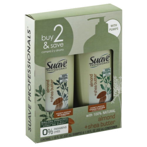 Suave Professionals Shampoo & Conditioner, Almond + Shea Butter