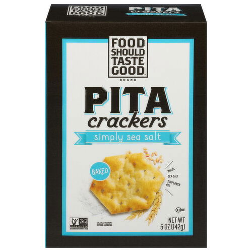 Food Should Taste Good Crackers, Pita, Simply Sea Salt, Baked