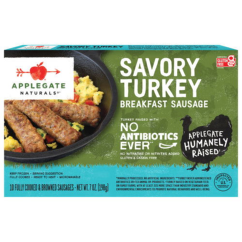 Applegate Naturals Breakfast Sausage, Savory Turkey