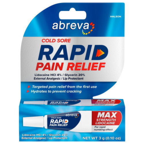 Abreva Pain Relief, Rapid, Cold Sore